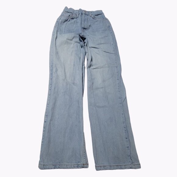 Topshop Jeans Womens Size 26 Button Fly Straight Leg High Rise Light Wash Denim - Picture 2 of 7